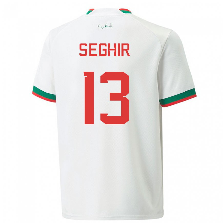 Kandiny Hombre Camiseta Marruecos Sabah Seghir #13 Blanco 2ª Equipación 22-24 La Camisa