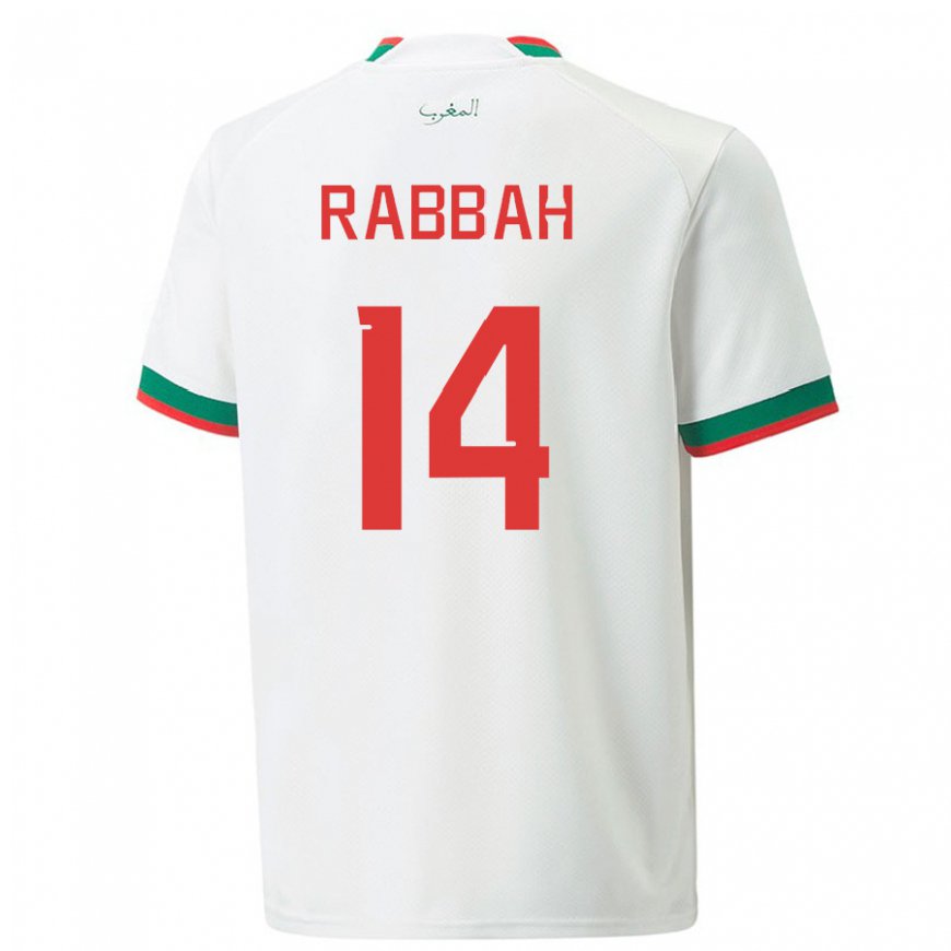 Kandiny Hombre Camiseta Marruecos Aziza Rabbah #14 Blanco 2ª Equipación 22-24 La Camisa