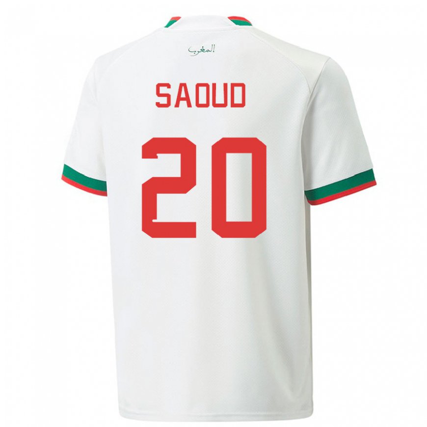 Kandiny Uomo Maglia Marocco Imane Saoud #20 Bianco Kit Gara Away 22-24 Maglietta