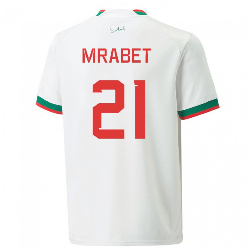 Kandiny Hombre Camiseta Marruecos Yasmin Mrabet #21 Blanco 2ª Equipación 22-24 La Camisa