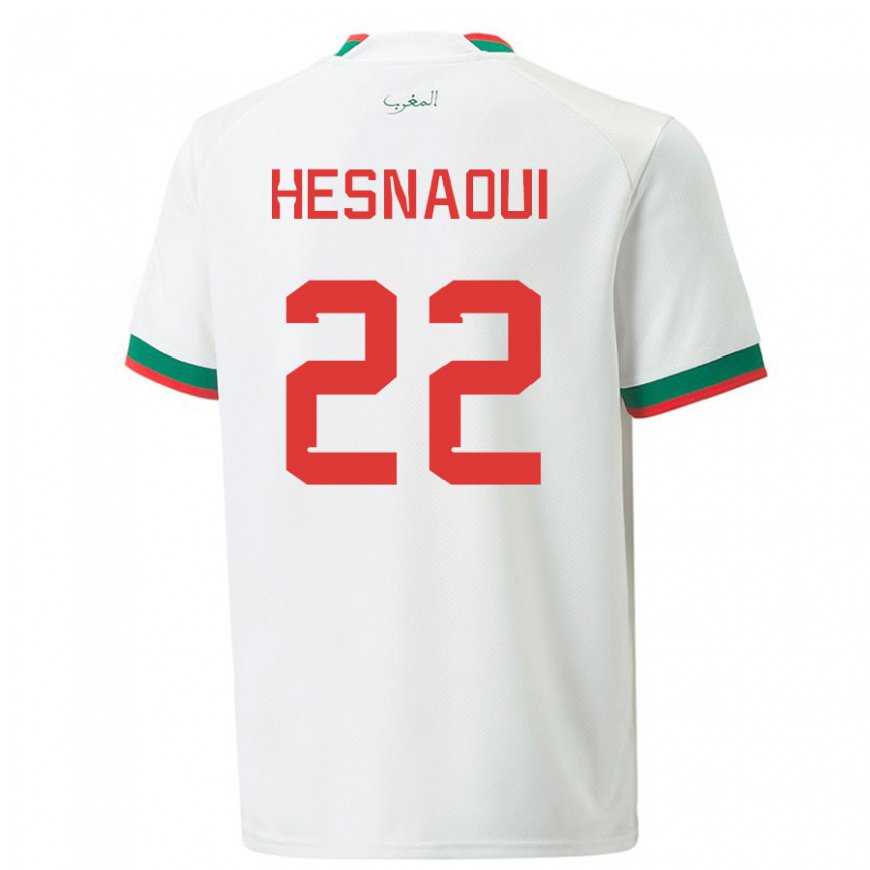 Kandiny Hombre Camiseta Marruecos Hind Hesnaoui #22 Blanco 2ª Equipación 22-24 La Camisa