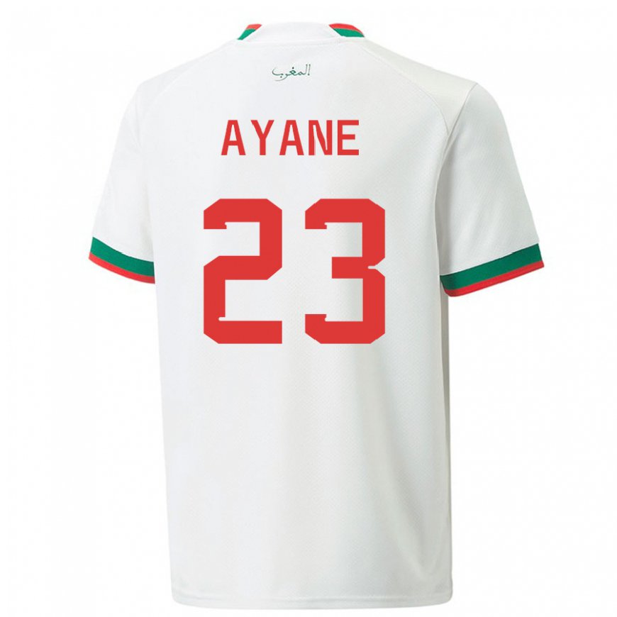 Kandiny Uomo Maglia Marocco Rosella Ayane #23 Bianco Kit Gara Away 22-24 Maglietta