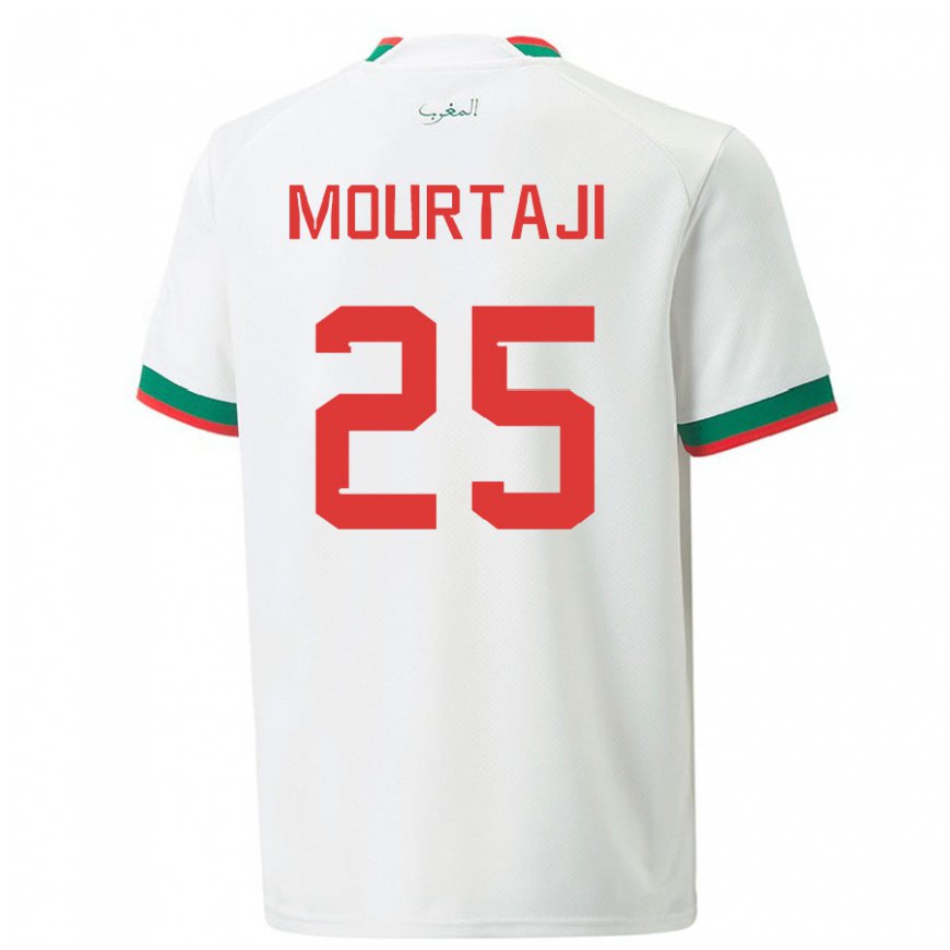 Kandiny Uomo Maglia Marocco Chaymaa Mourtaji #25 Bianco Kit Gara Away 22-24 Maglietta