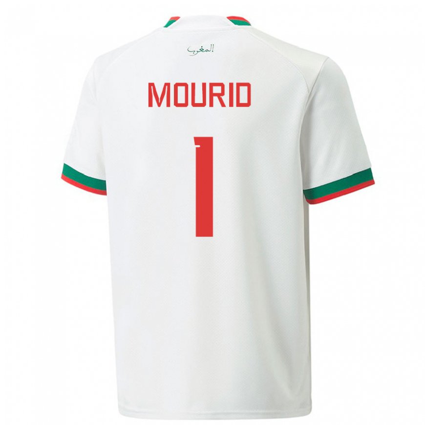 Kandiny Uomo Maglia Marocco Taha Mourid #1 Bianco Kit Gara Away 22-24 Maglietta