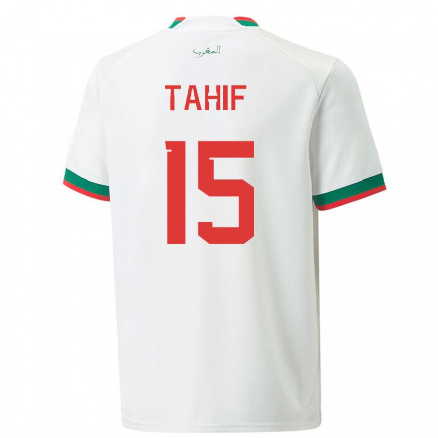 Kandiny Uomo Maglia Marocco Adil Tahif #15 Bianco Kit Gara Away 22-24 Maglietta