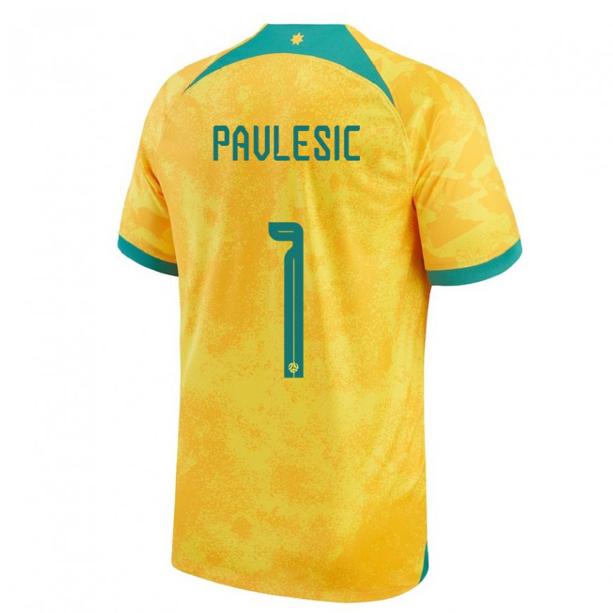 Kandiny Mujer Camiseta Australia Adam Pavlesic #1 Dorado 1ª Equipación 22-24 La Camisa