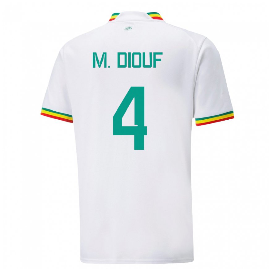 Kandiny Donna Maglia Senegal Mame Diarra Diouf #4 Bianco Kit Gara Home 22-24 Maglietta