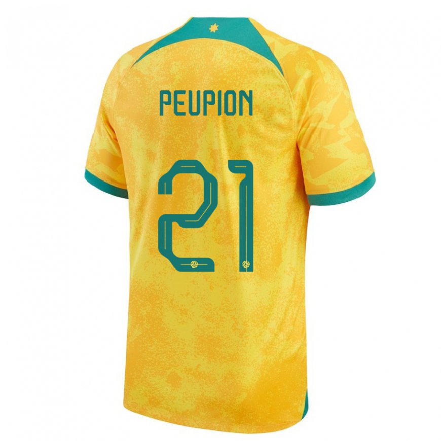 Kandiny Mujer Camiseta Australia Cameron Peupion #21 Dorado 1ª Equipación 22-24 La Camisa