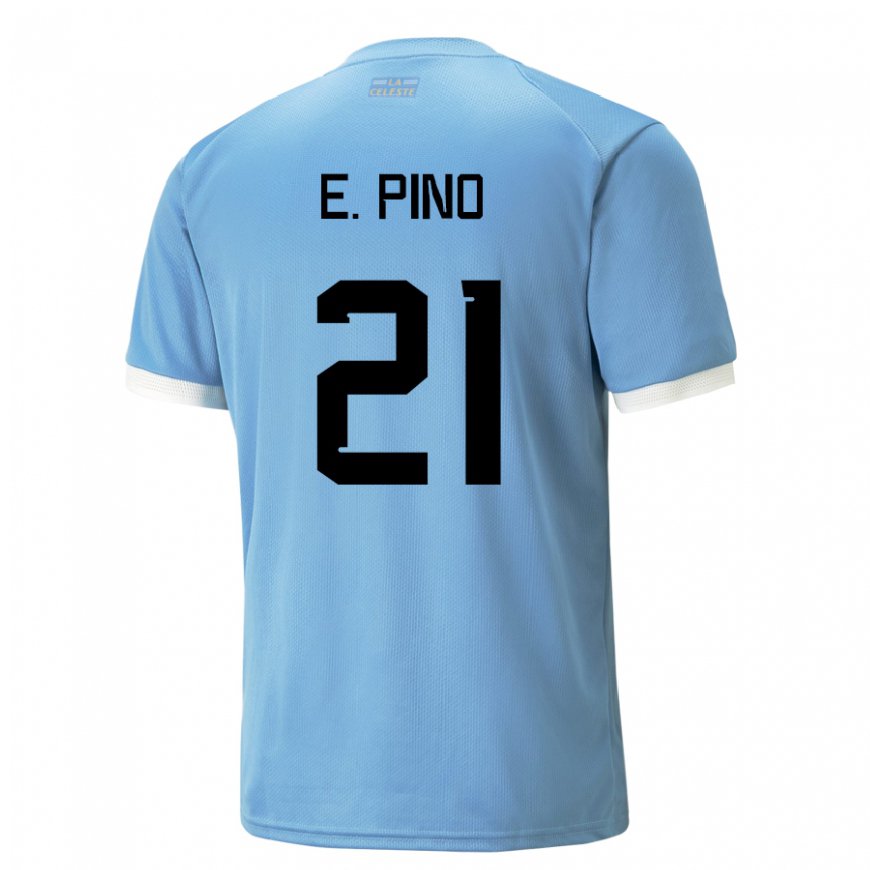 Kandiny Dames Uruguayaans Emiliano Del Pino #21 Blauw Thuisshirt Thuistenue 22-24 T-shirt België