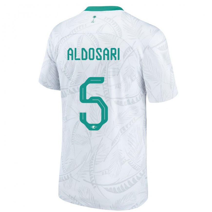 Kandiny Mujer Camiseta Arabia Saudita Mohammed Aldosari #5 Blanco 1ª Equipación 22-24 La Camisa México