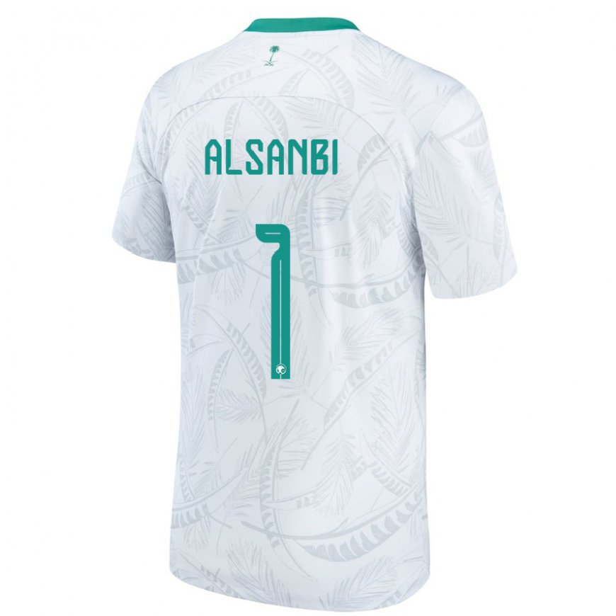 Kandiny Mujer Camiseta Arabia Saudita Abdulrahman Alsanbi #1 Blanco 1ª Equipación 22-24 La Camisa