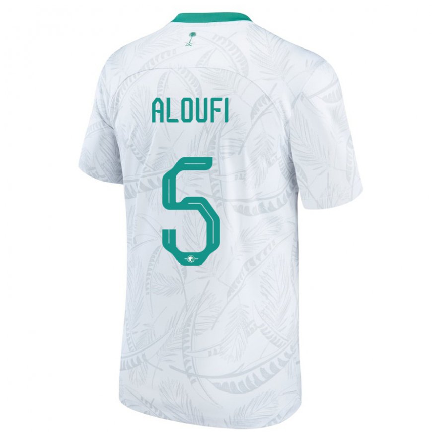 Kandiny Mujer Camiseta Arabia Saudita Mohammed Aloufi #5 Blanco 1ª Equipación 22-24 La Camisa México