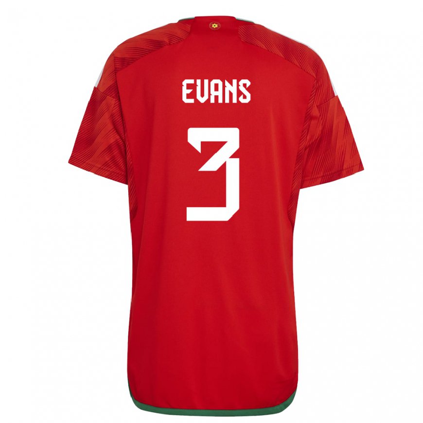 Kandiny Dames Welsh Gemma Evans #3 Rood Thuisshirt Thuistenue 22-24 T-shirt