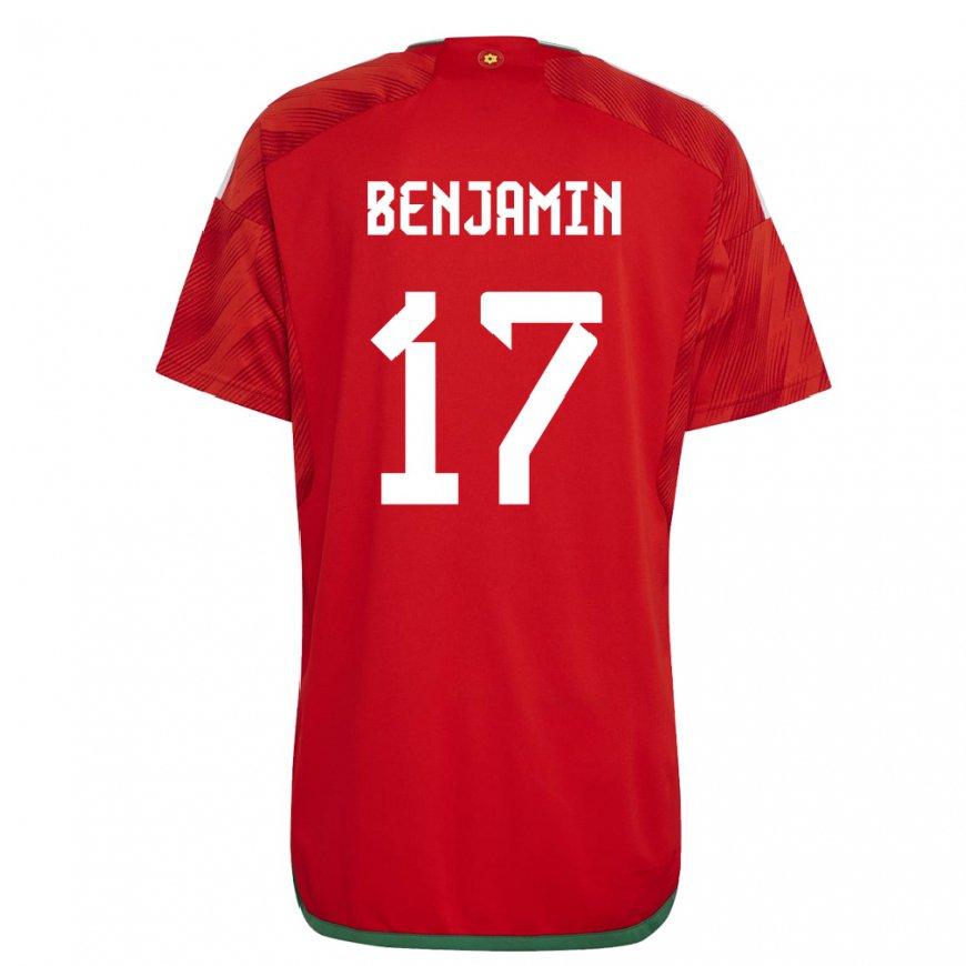 Kandiny Damen Walisische Omari Benjamin #17 Rot Heimtrikot Trikot 22-24 T-shirt Österreich