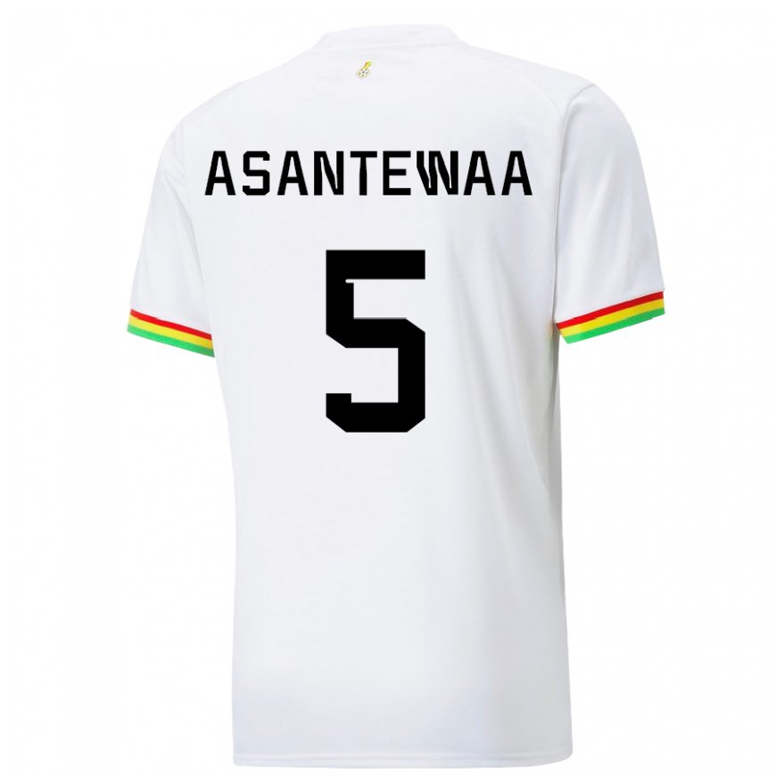 Kandiny Mujer Camiseta Ghana Grace Asantewaa #5 Blanco 1ª Equipación 22-24 La Camisa