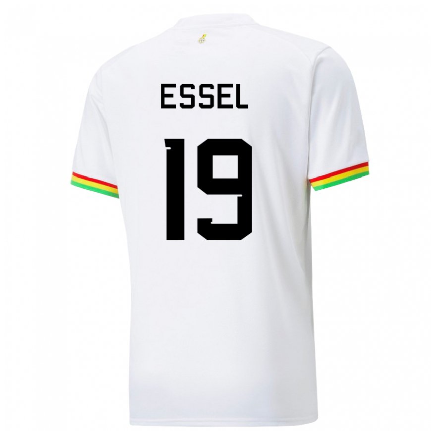 Kandiny Mujer Camiseta Ghana Aaron Essel #19 Blanco 1ª Equipación 22-24 La Camisa