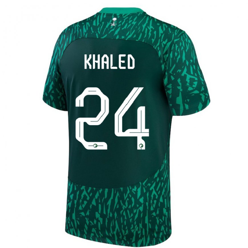 Kandiny Mujer Camiseta Arabia Saudita Atheer Khaled #24 Verde Oscuro 2ª Equipación 22-24 La Camisa México