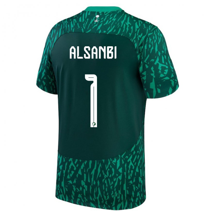 Kandiny Donna Maglia Arabia Saudita Abdulrahman Alsanbi #1 Verde Scuro Kit Gara Away 22-24 Maglietta