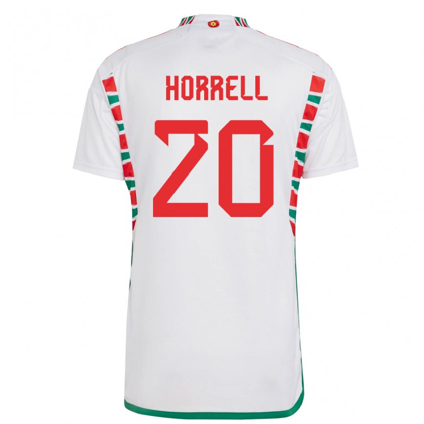 Kandiny Damen Walisische Grace Horrell #20 Weiß Auswärtstrikot Trikot 22-24 T-shirt Österreich