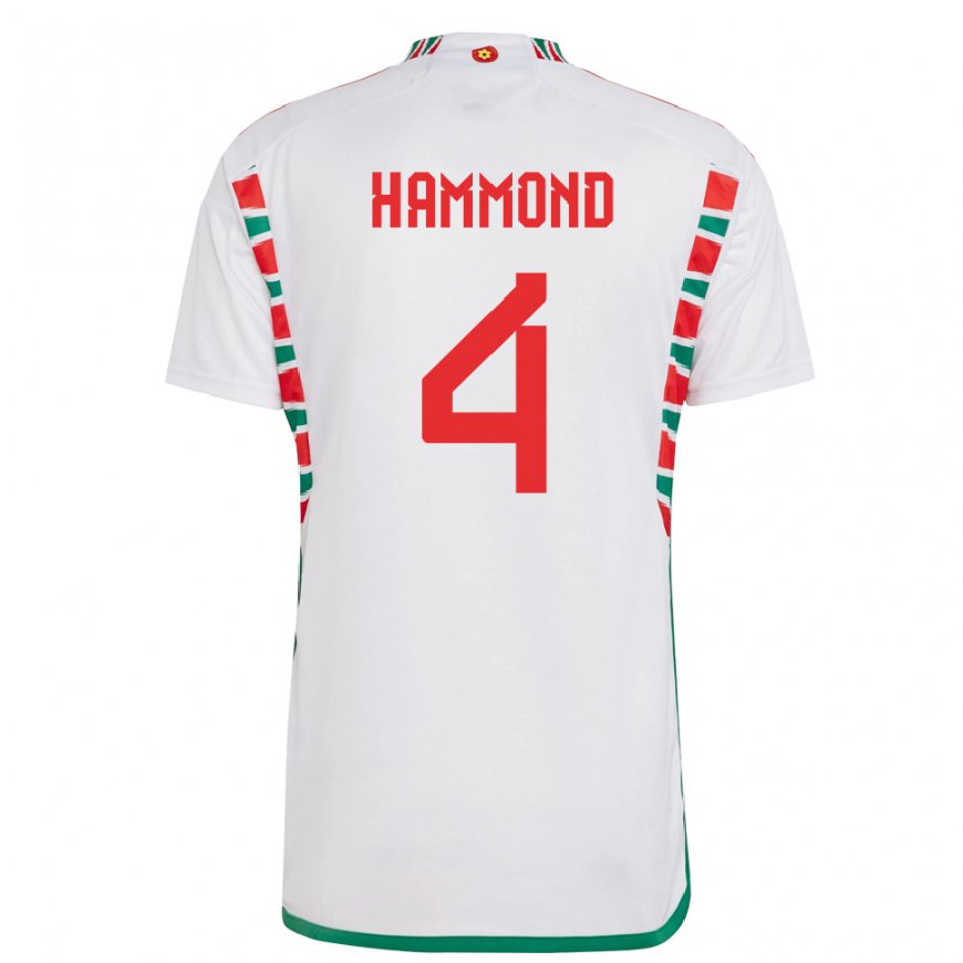 Kandiny Damen Walisische Ben Hammond #4 Weiß Auswärtstrikot Trikot 22-24 T-shirt Österreich