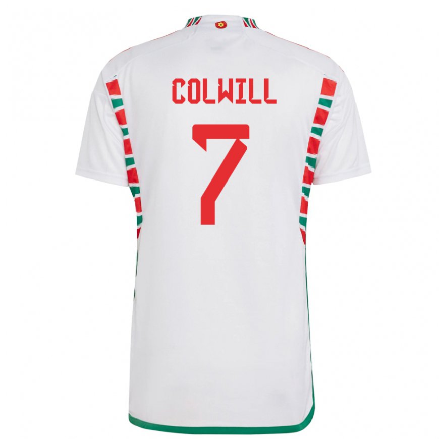 Kandiny Damen Walisische Joel Colwill #7 Weiß Auswärtstrikot Trikot 22-24 T-shirt Österreich