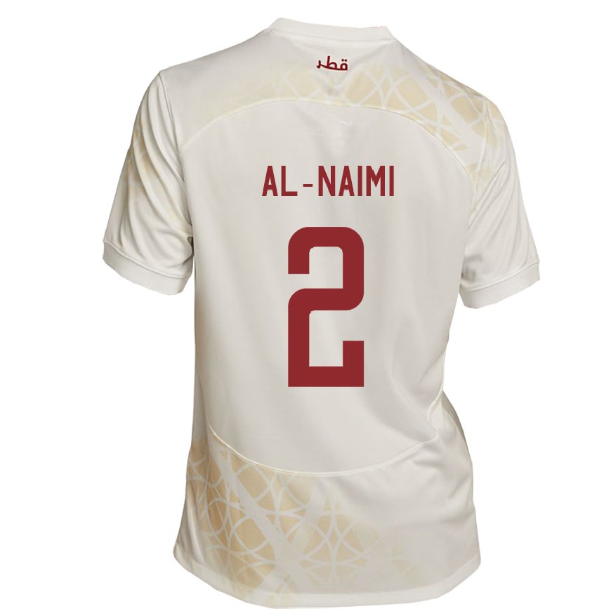 Kandiny Donna Maglia Qatar Amna Al Naimi #2 Beige Oro Kit Gara Away 22-24 Maglietta