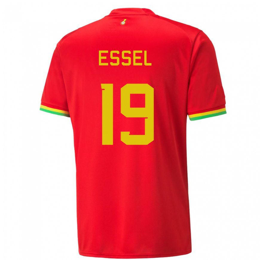 Kandiny Donna Maglia Ghana Aaron Essel #19 Rosso Kit Gara Away 22-24 Maglietta