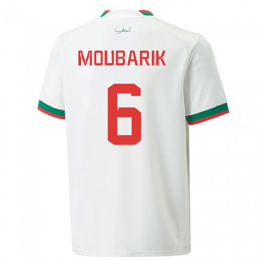 Kandiny Donna Maglia Marocco El Mehdi Moubarik #6 Bianco Kit Gara Away 22-24 Maglietta