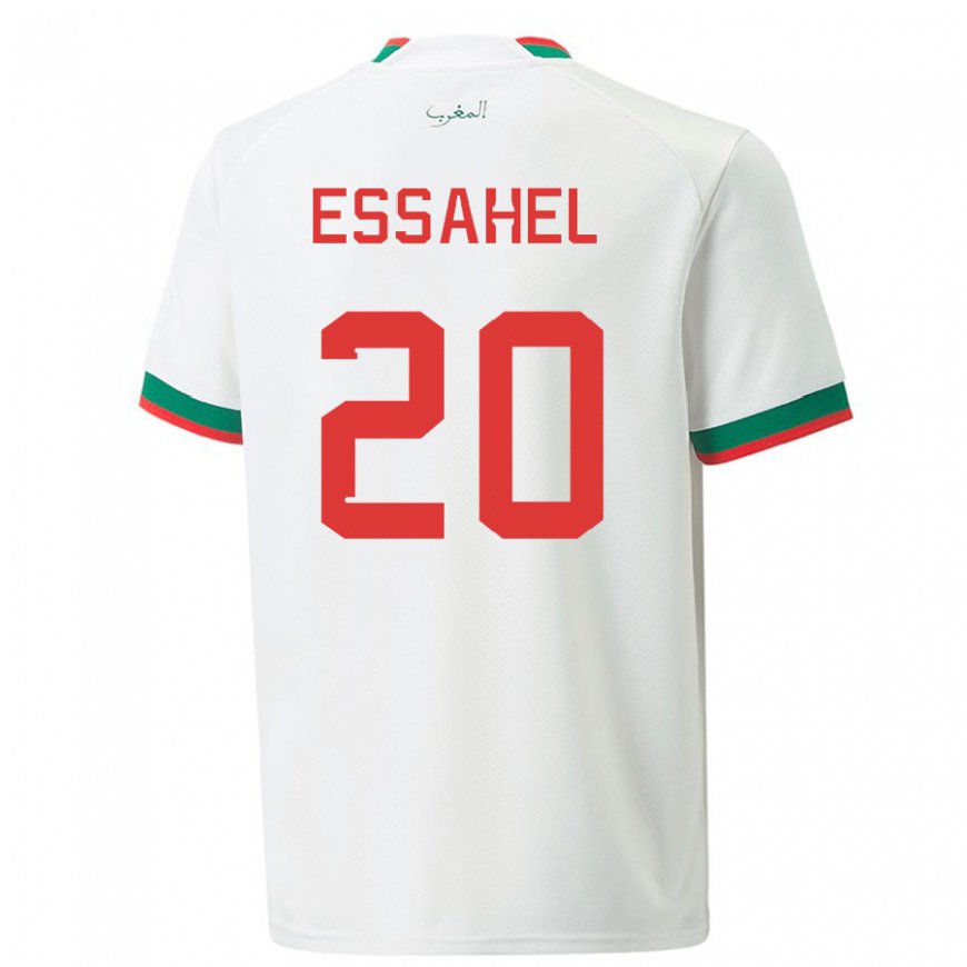 Kandiny Donna Maglia Marocco Mohammed Amine Essahel #20 Bianco Kit Gara Away 22-24 Maglietta