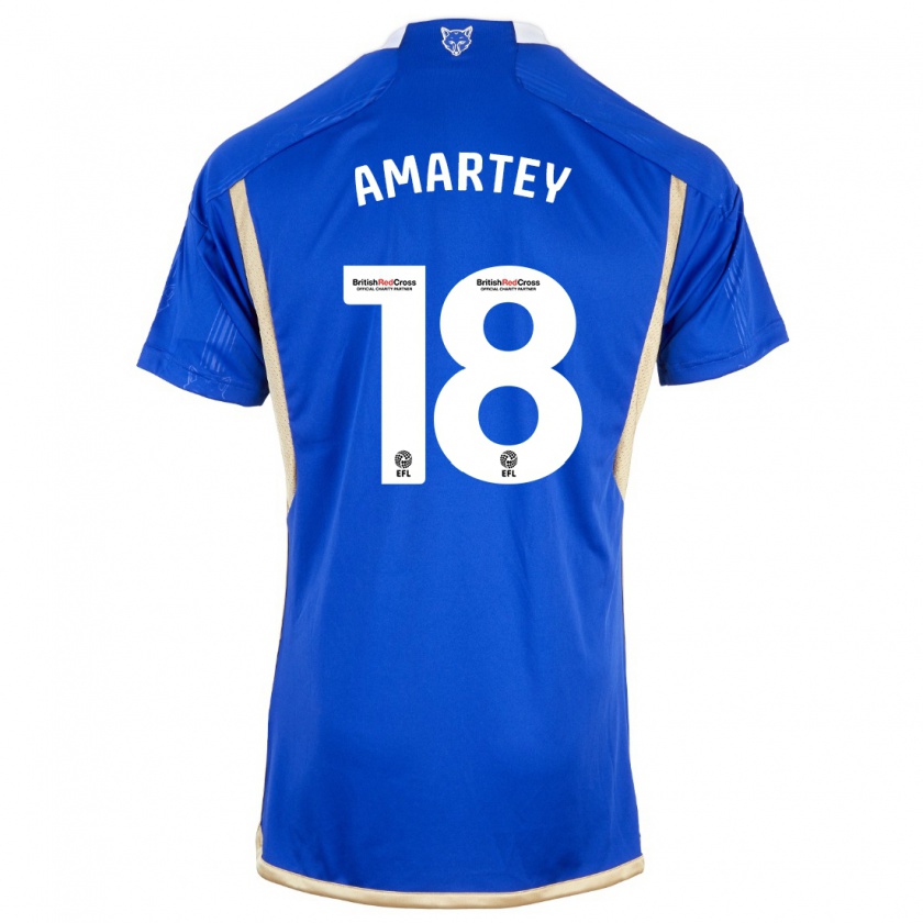 Kandiny Dzieci Daniel Amartey #18 Niebieski Domowa Koszulka 2023/24 Koszulki Klubowe