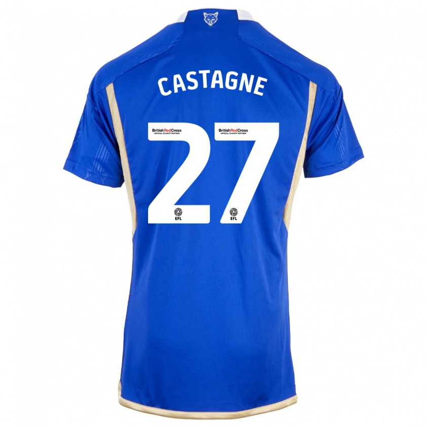 Kandiny Bambino Maglia Timothy Castagne #27 Blu Kit Gara Home 2023/24 Maglietta