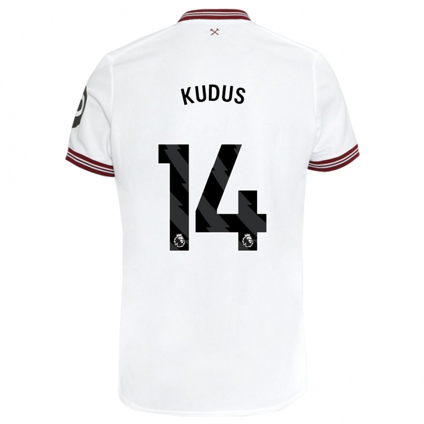 Kandiny Niño Camiseta Mohammed Kudus #14 Blanco 2ª Equipación 2023/24 La Camisa