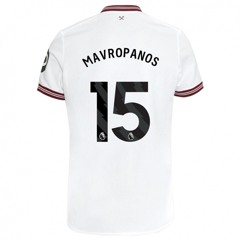 Kandiny Kinderen Konstantinos Mavropanos #15 Wit Uitshirt Uittenue 2023/24 T-Shirt België