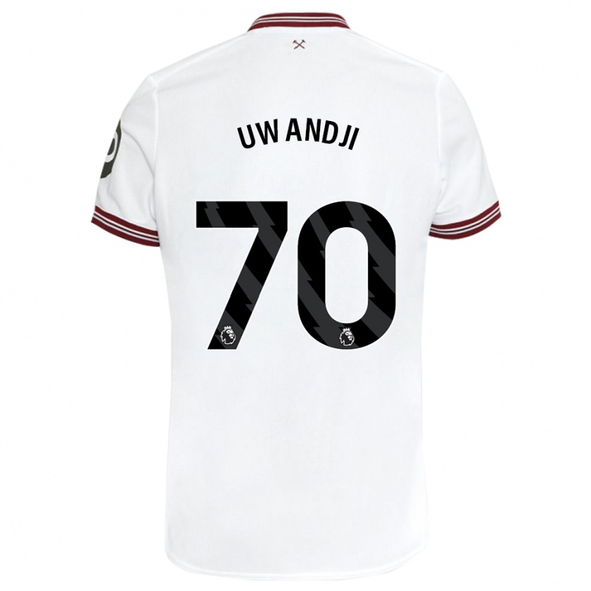 Kandiny Bambino Maglia Blaise Uwandji #70 Bianco Kit Gara Away 2023/24 Maglietta