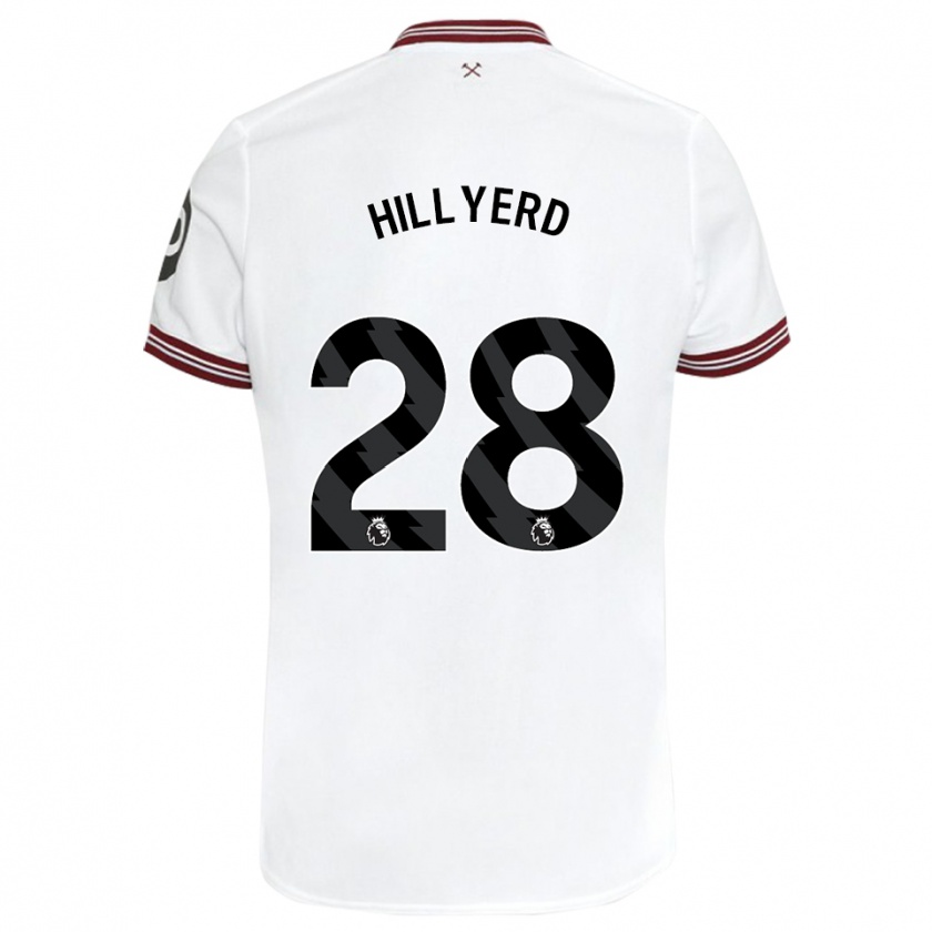 Kandiny Bambino Maglia Sophie Hillyerd #28 Bianco Kit Gara Away 2023/24 Maglietta