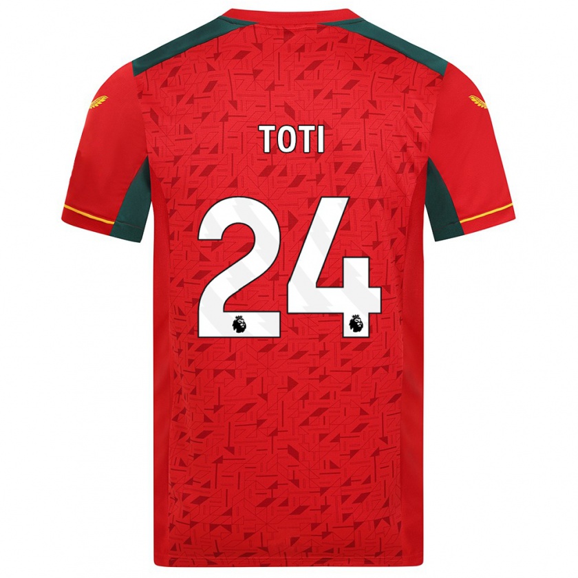 Kandiny Bambino Maglia Toti #24 Rosso Kit Gara Away 2023/24 Maglietta