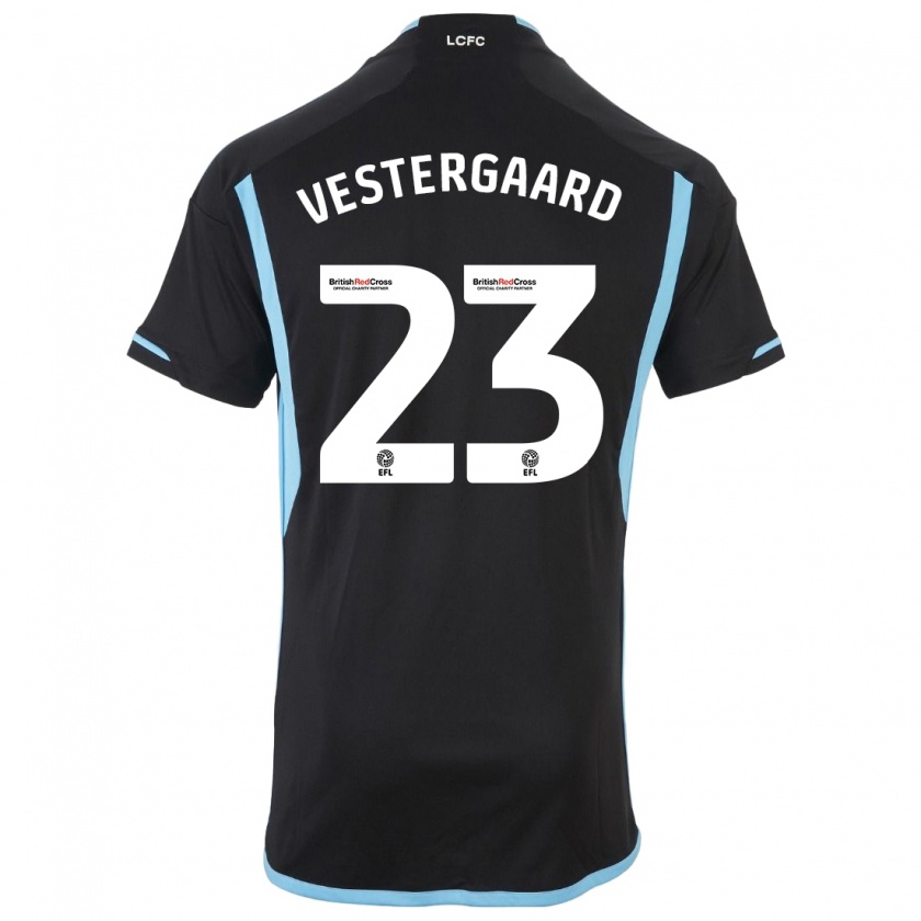 Kandiny Kinderen Jannik Vestergaard #23 Zwart Uitshirt Uittenue 2023/24 T-Shirt België