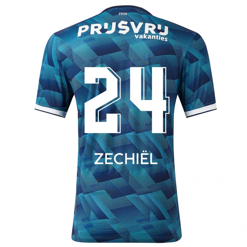 Kandiny Bambino Maglia Gjivai Zechiël #24 Blu Kit Gara Away 2023/24 Maglietta