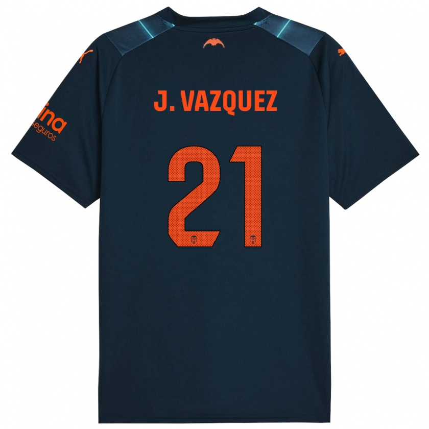 Kandiny Kinder Jesús Vázquez #21 Marineblau Auswärtstrikot Trikot 2023/24 T-Shirt Österreich