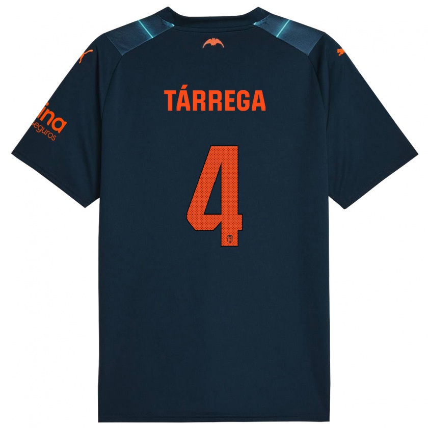 Kandiny Bambino Maglia César Tárrega #4 Blu Marino Kit Gara Away 2023/24 Maglietta