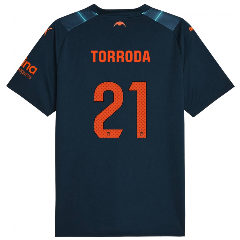 Kandiny Niño Camiseta Anna Torroda #21 Azul Marino 2ª Equipación 2023/24 La Camisa