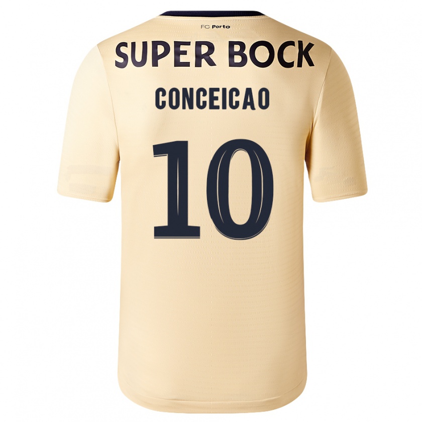 Kandiny Kinder Francisco Conceição #10 Beige-Gold Auswärtstrikot Trikot 2023/24 T-Shirt Österreich