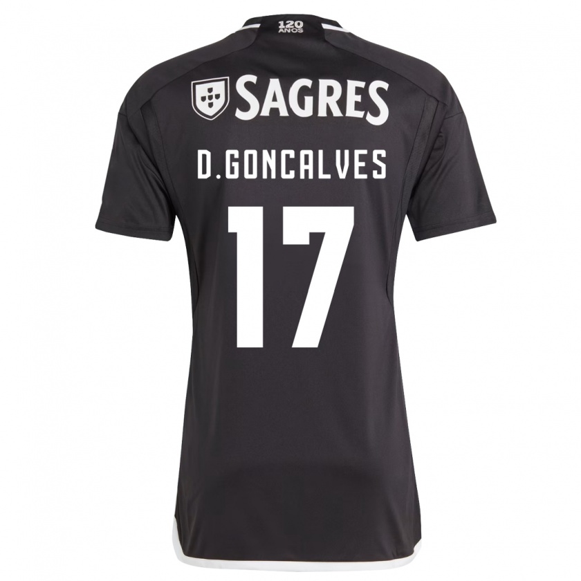 Kandiny Niño Camiseta Diogo Goncalves #17 Negro 2ª Equipación 2023/24 La Camisa