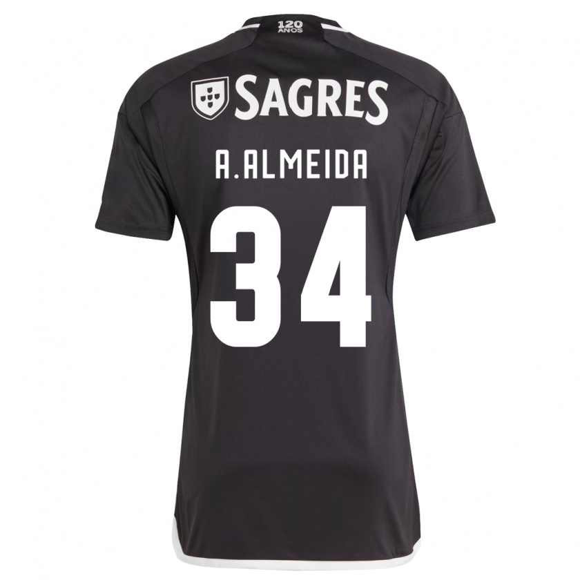 Kandiny Bambino Maglia Andre Almeida #34 Nero Kit Gara Away 2023/24 Maglietta