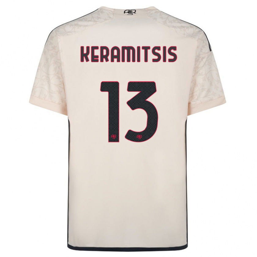 Kandiny Bambino Maglia Dimitrios Keramitsis #13 Bianco Blu Kit Gara Away 2023/24 Maglietta