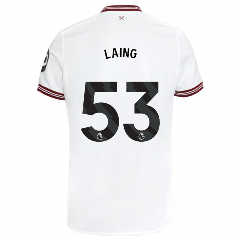 Kandiny Uomo Maglia Levi Laing #53 Bianco Kit Gara Away 2023/24 Maglietta