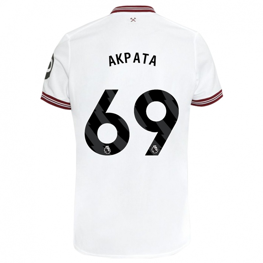 Kandiny Uomo Maglia Tyron Akpata #69 Bianco Kit Gara Away 2023/24 Maglietta