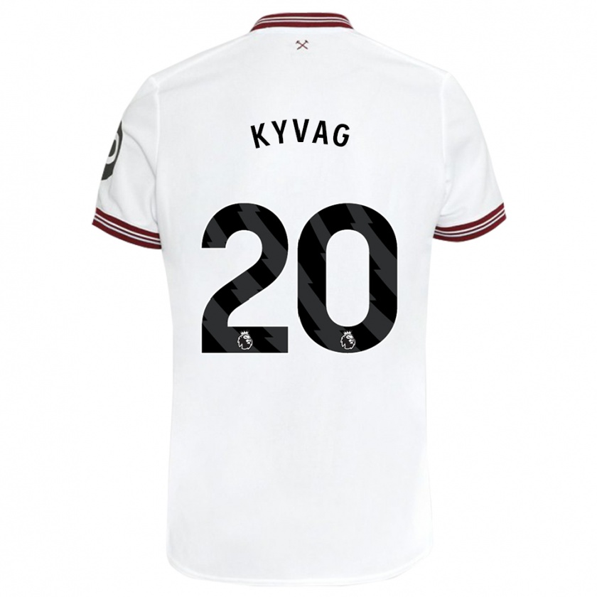 Kandiny Uomo Maglia Thea Kyvag #20 Bianco Kit Gara Away 2023/24 Maglietta