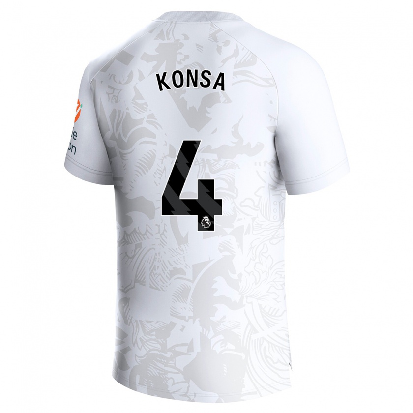 Kandiny Uomo Maglia Ezri Konsa #4 Bianco Kit Gara Away 2023/24 Maglietta