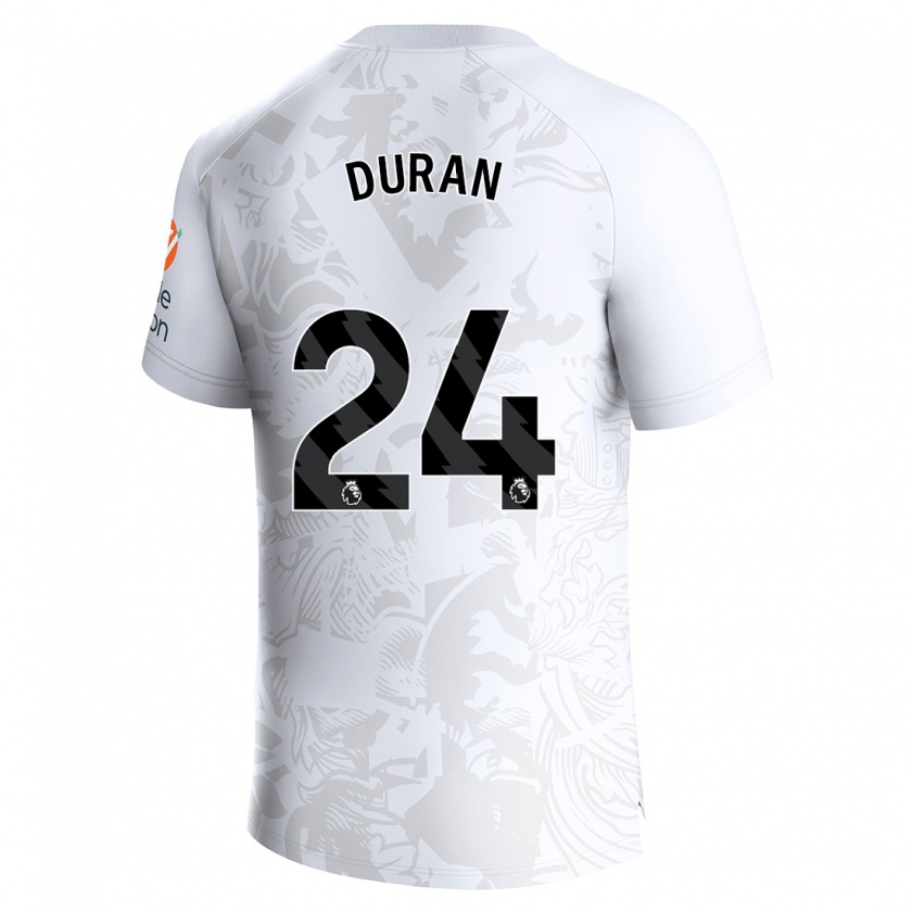 Kandiny Heren Jhon Durán #24 Wit Uitshirt Uittenue 2023/24 T-Shirt België